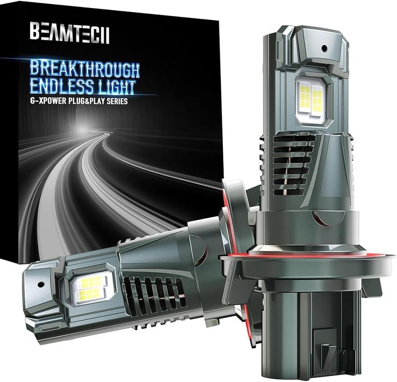BEAMTECH H13/9008 Bulbs, G-XPower Chips 500% Brighter 6500K Xenon White Fog Light Bulbs, Plug and Play, Pack of 2 - Image 1
